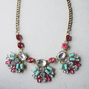 Crystal blue and pink firework necklace statement
